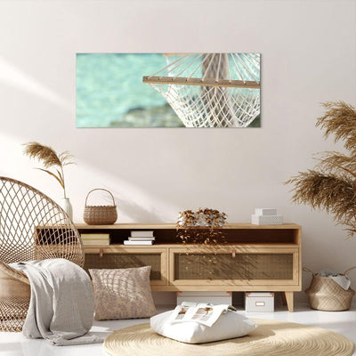 Panorama Bilder auf Leinwand 100x40cm Leinwandbild Reise hängematte tropisch strand Gross Wanddeko B