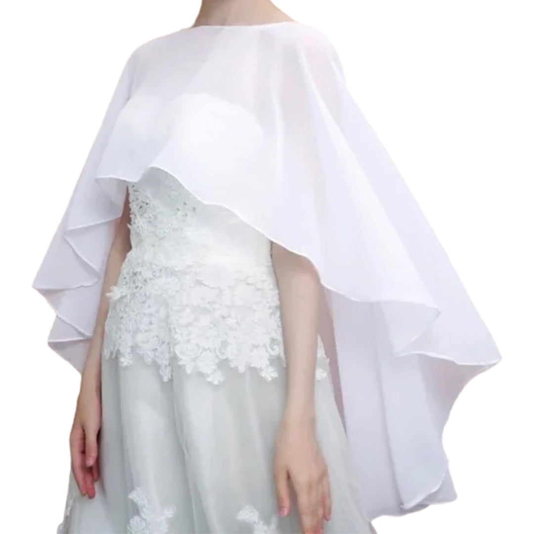 Gcroet Chiffon-Umhang für Damen, transparenter Poncho-Schal zum Überziehen für Abendkleider, Hochzei