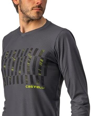 CASTELLI Herren Trail Tech Ls Tee Sweatshirt XXL Dunkelgrau/Schwarz-elektrischer Kalk, XXL Dunkelgra