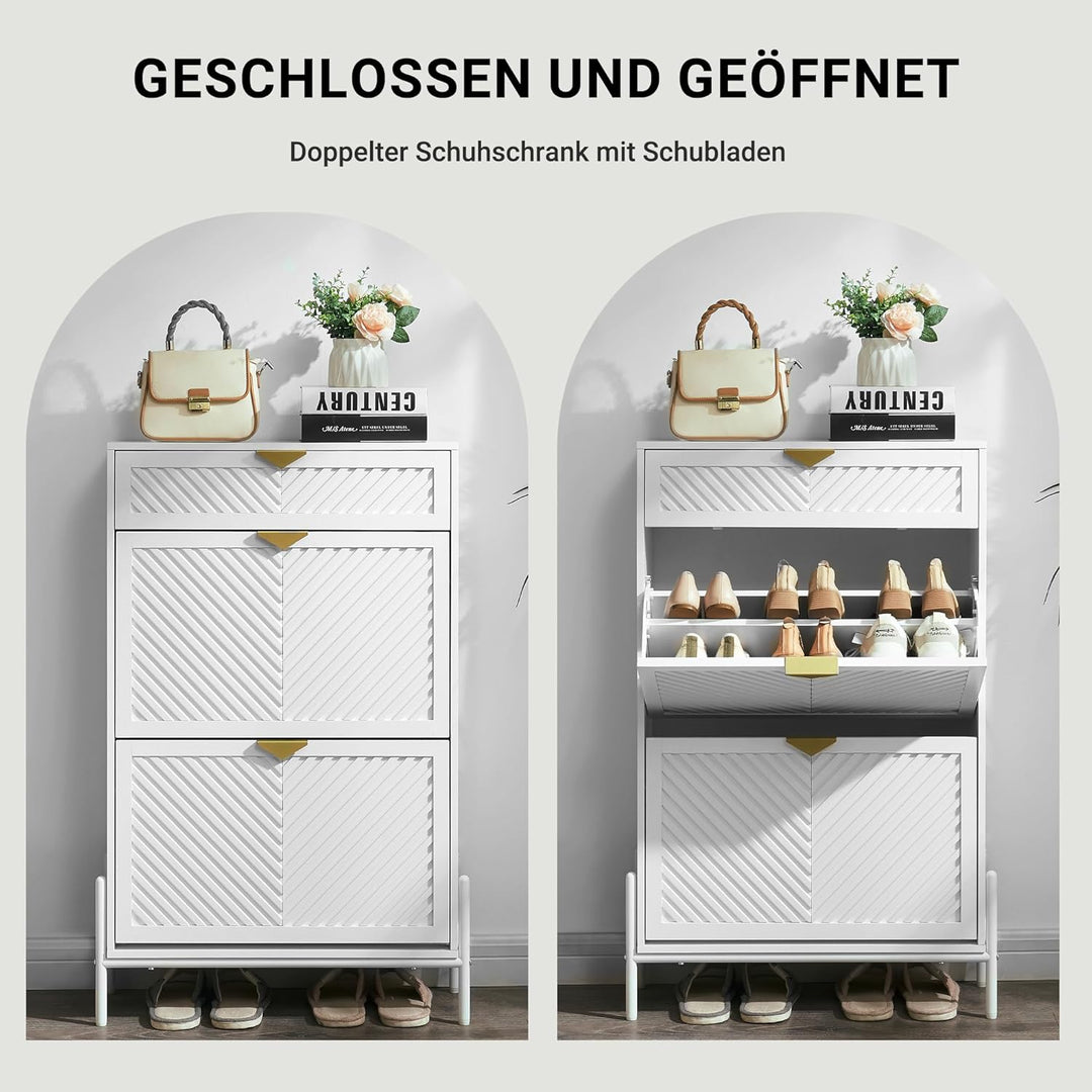 Schmal Schuhschrank mit 2 Klappen platzsparender, Schmaler Geschlossen Schuhregal Schuh Schrank Schu
