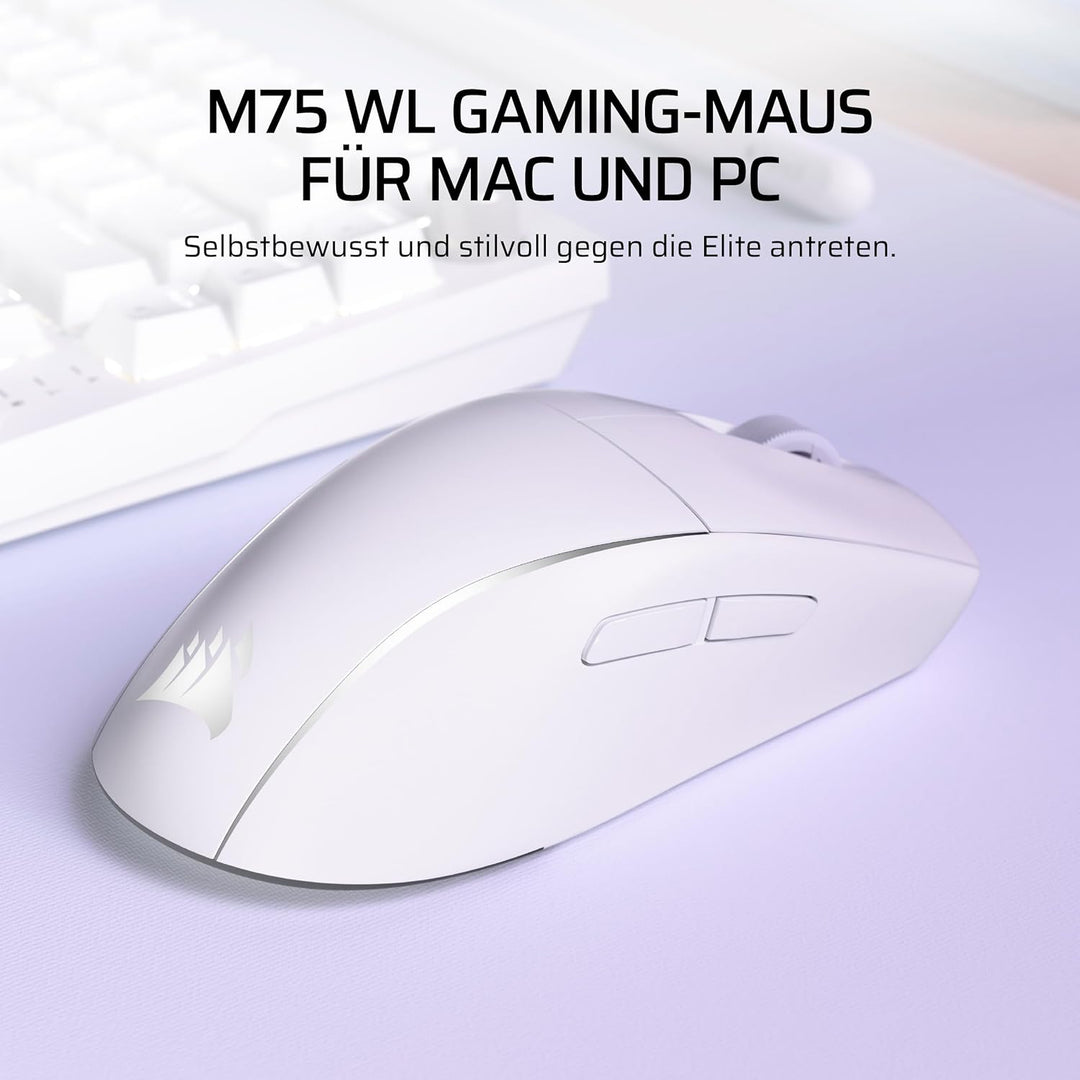 Corsair M75 Wireless RGB Leichte Beidhändig Nutzbare FPS-Gaming-Maus – 26.000 DPI, Austauschbare Sei