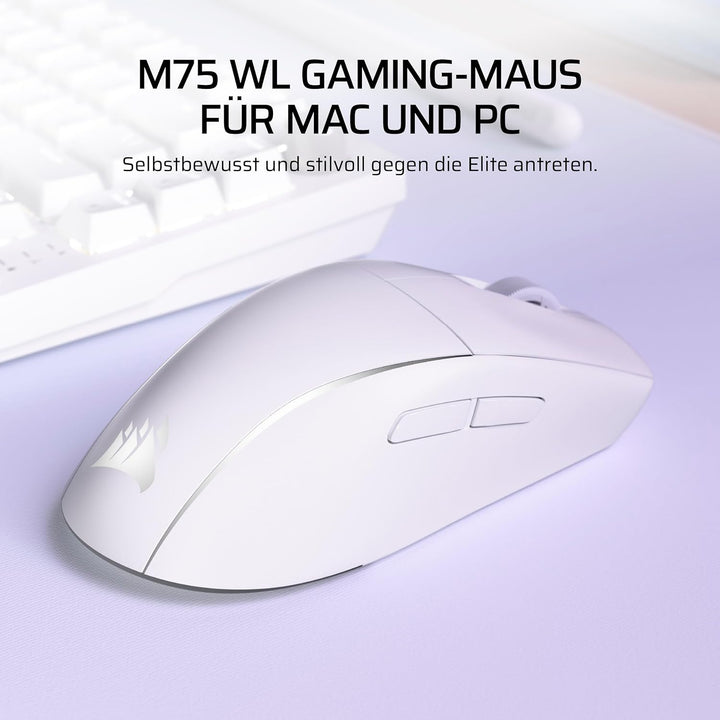 Corsair M75 Wireless RGB Leichte Beidhändig Nutzbare FPS-Gaming-Maus – 26.000 DPI, Austauschbare Sei