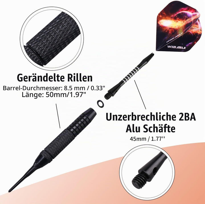 WIN.MAX Dartpfeile mit kunststoffspitze für elektronische dartscheibe 12 Stück Soft Darts Pfeile Set