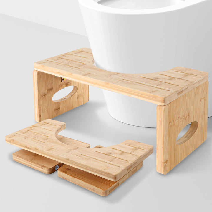 Toilettenhocker Holz Klappbar, Toilettenhocker Erwachsene, Klohocker aus Bambus, Squatty Kackhocker