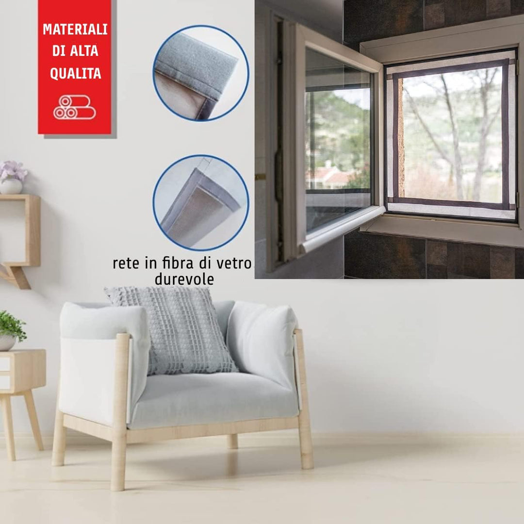 Fliegengitter verstellbar Tranquilisafe® für Fenster - festes Moskitonetz (B 60/76 - H 45/61) Fest (