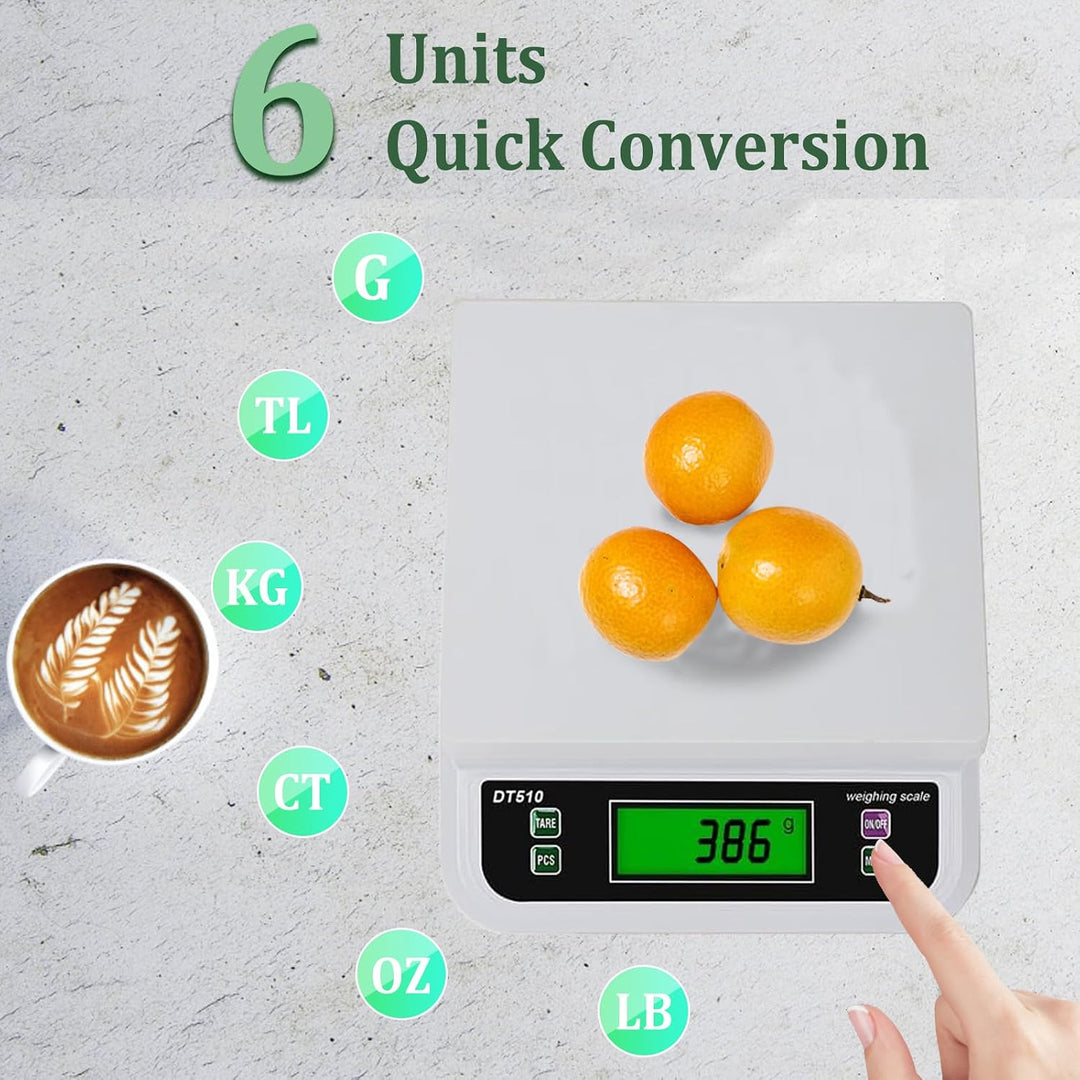 Küchenwaage Digital, 30kg Küche Digitalwaage mit LCD Display Waage küchenwaage mit 6 Arten Einheiten