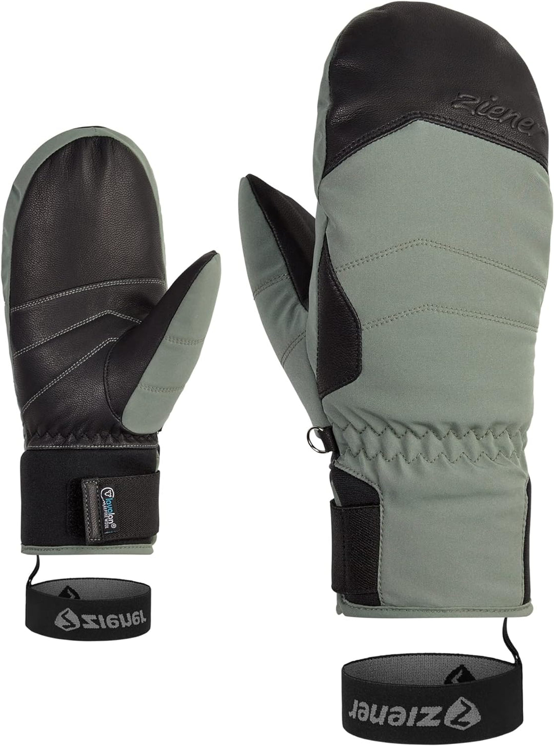 Ziener Damen Kalea Ski-Fäustling/Wintersport | wasserdicht, extra warm, Wolle 6.5 green mud, 6.5 gre