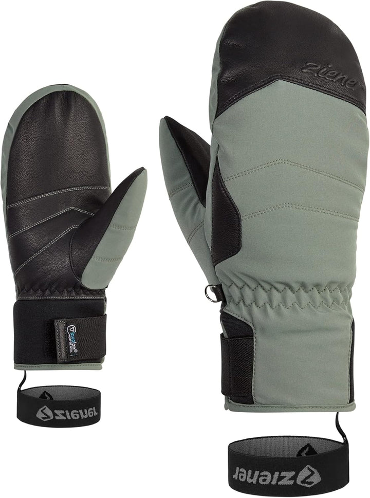 Ziener Damen Kalea Ski-Fäustling/Wintersport | wasserdicht, extra warm, Wolle 7 green mud, 7 green m