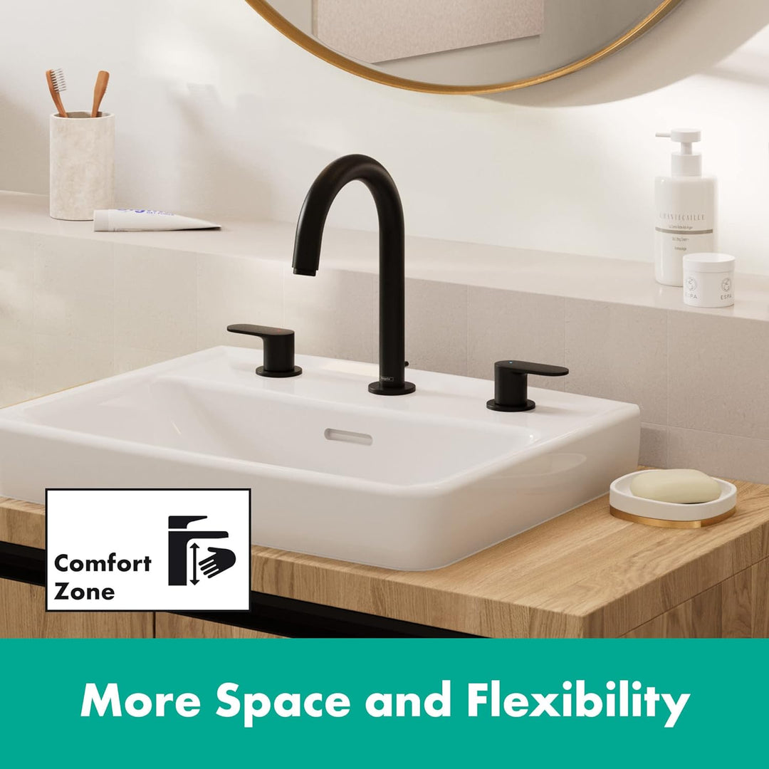 hansgrohe 3-Loch Waschtischarmatur Vernis Blend, Wasserhahn Bad mit Auslauf Höhe 150 mm, mit Zugstan