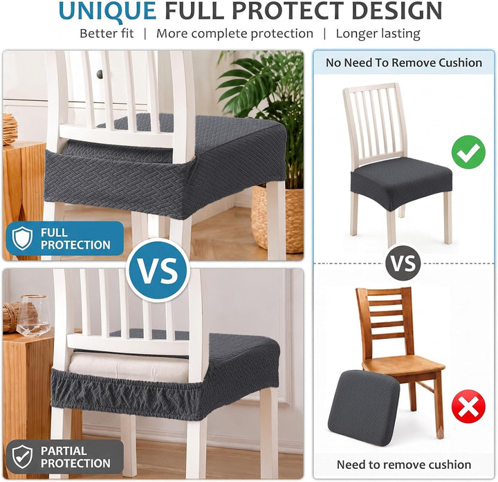 KELUINA Diamantgitter Jacquard wasserdichte Stuhl Sitzbezüge für Esszimmer Stretch Stuhl Sitzkissen