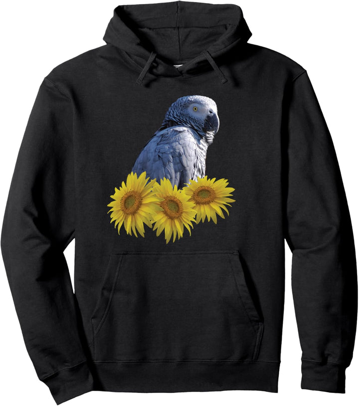 Kongo Afrikanische Graupapagei Sonnenblume Pullover Hoodie