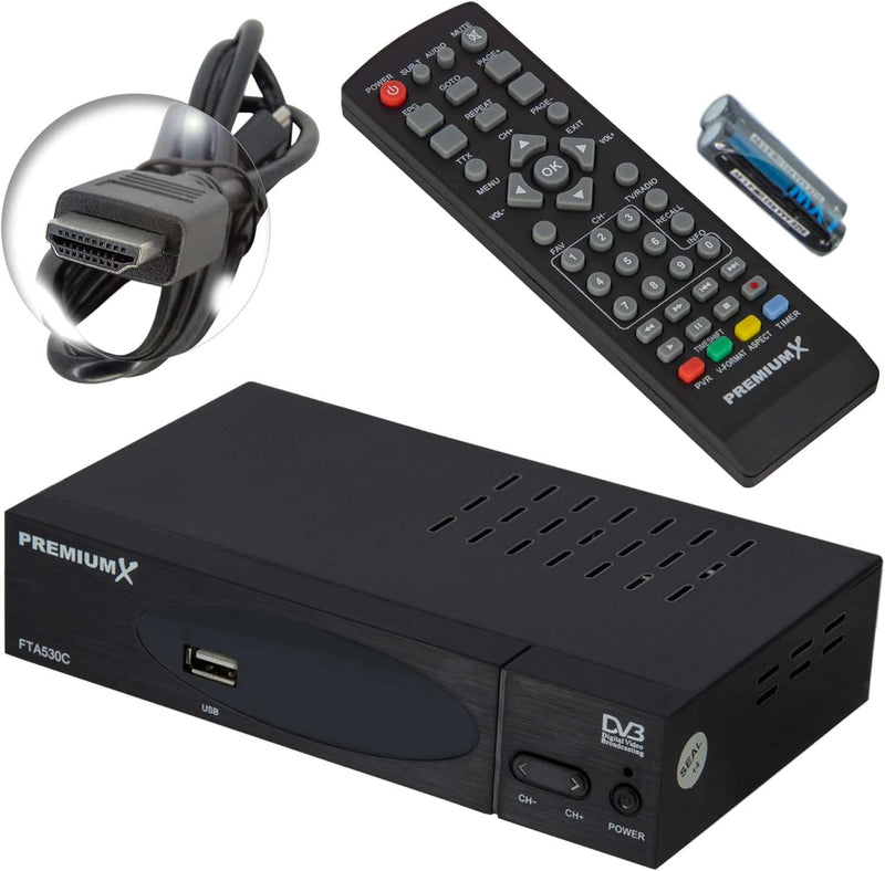 Premium X Kabel-Receiver DVB-C FTA 530C Digital FullHD TV Auto Installation USB Mediaplayer SCART HD