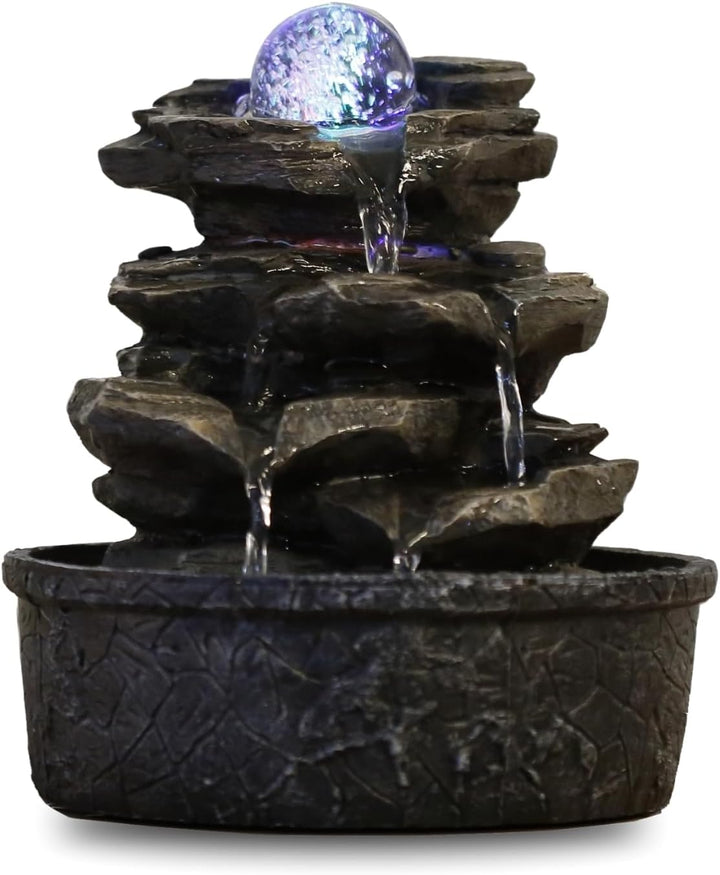 Zen'Light Little Rock Brunnen aus Polyresin, Dunkelbraun, 20 x 20 x