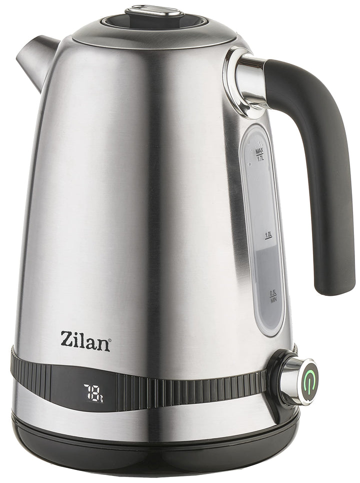 Zilan Digitaler Wasserkocher Edelstahl 1,7 lt Trockenkochschutz Temperaturregelfunktion Warmhaltefun