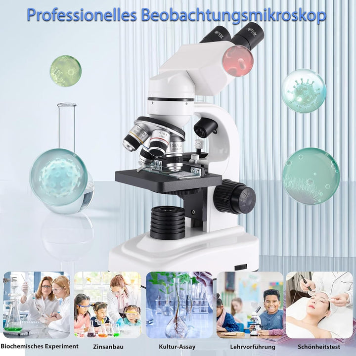 Verbundmikroskop, 40 x 2500 x, professionelles Mikroskop, WF10x und WF25x Okulare, Dual-LED-Beleucht