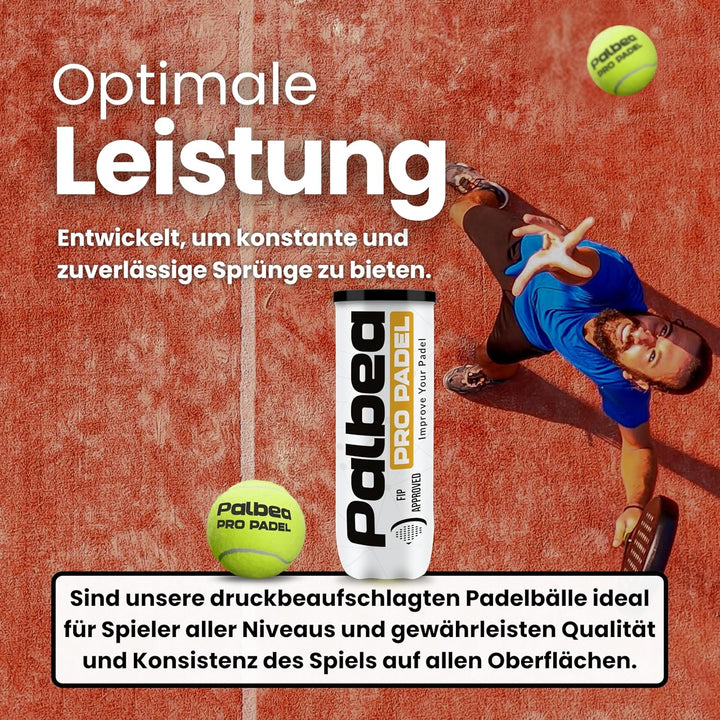Palbea PRO Padel - FIP Zugelassene Padelbälle - 1 Karton x 6/12 Röhren - Padel Bälle mit HV Filz für