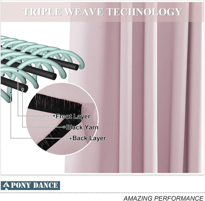 PONY DANCE Gardinen Kinderzimmer Mädchen - Schlaufengardinen 2er Set Blickdichte Vorhänge Hellpink S