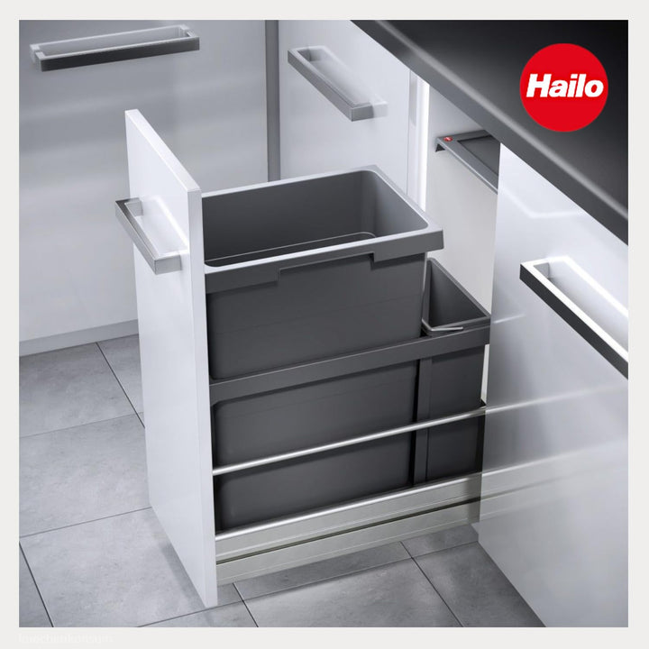 Hailo Abfallsammler 38+7 Tandem | Einbau-Abfallsystem für Schränke | Küchen-Mülleimer mit 2fach Müll