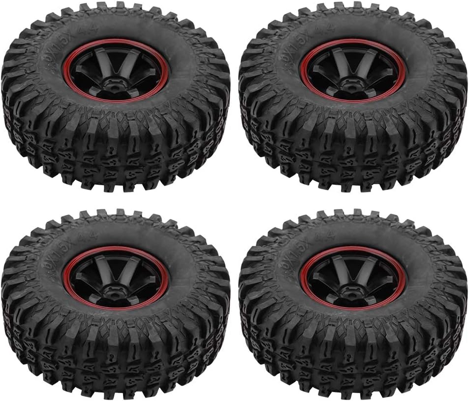 Dilwe RC Auto Reifen, 4 Stück Rad Reifen 6 Löcher Gummi Reifen mit Naben für 1/10 Skala RC Crawler O