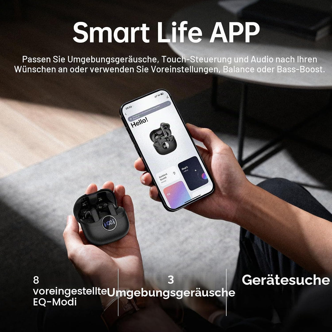 Adaptive Hybride Aktive Geräuschunterdrückung Kopfhörer Kabellos Bluetooth, Bluetooth 5.4 Kopfhörer