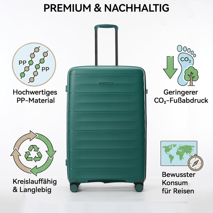 Mariner Koffer Set S+L - Recycelbare PP-Hartschale, vielseitig & robust, leise Doppelrollen, charakt