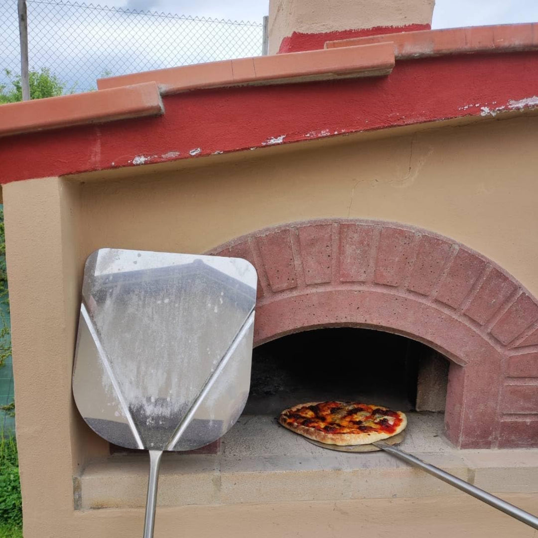 GIEMME Pizzaschaufelset mit 5 Stücke aus Edelstahl – Backblech (Gesamtlänge 120 cm)