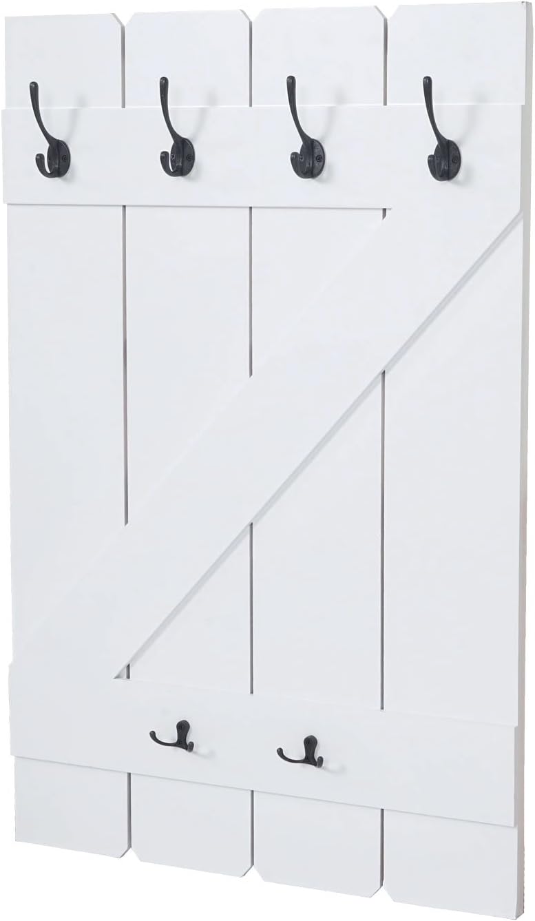 Mendler Tassenhalter HWC-D13, Hängeregal Tassenbrett Wandboard, 6 Haken 91x60cm - weiss lackiert Wei