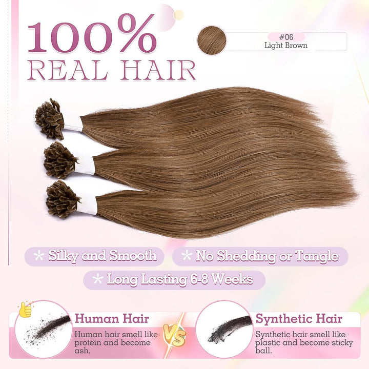 Elailite Echthaar Extensions Bonding Haarverlängerung 35cm U-tip Fusion Haar Extension Glatt 25 Strä