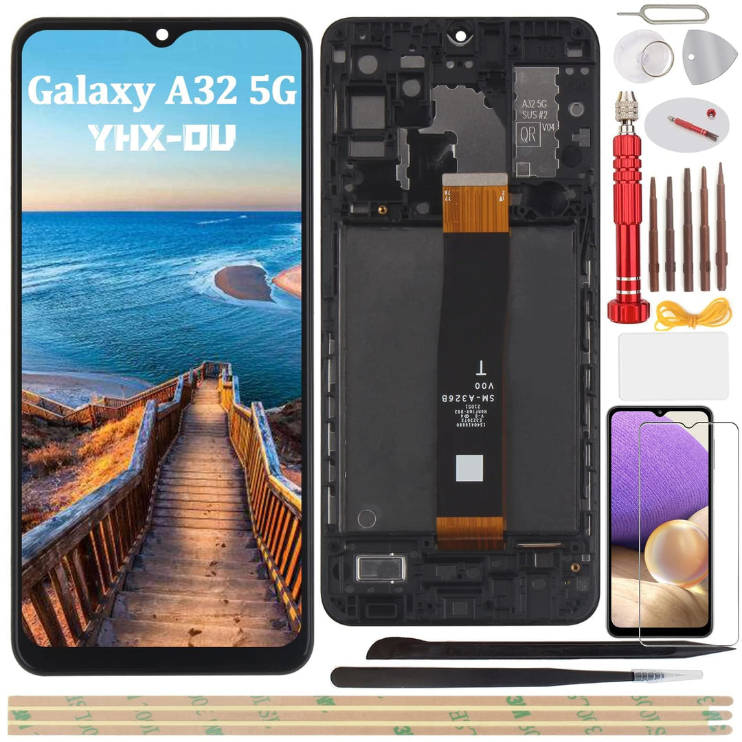 YHX-OU Schwarz + Rahmen Display für Samsung Galaxy A32 5G SM-A326B/DS LCD Display Touchscreen Ersatz