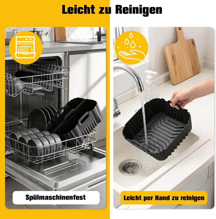 Airfryer Silikonform für Cosori Turboblaze 5,5L/5,7L/6L/6,2L/6,4L, 3 Stk Silikoneinsatz Heissluftfri