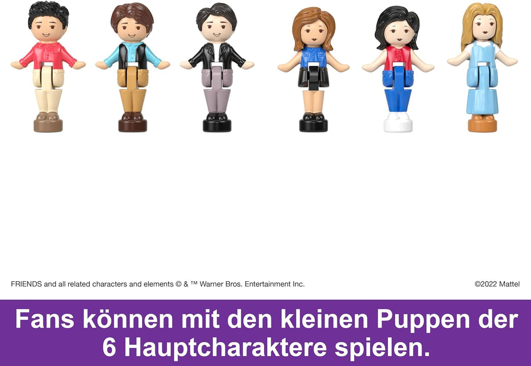 Polly Pocket Friends Schatulle - Central-Perk-Kaffeetasse, 6 Hauptdarsteller, 9 Zubehörteile, 3 Frie