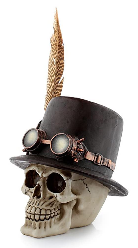 Generisch Gothic Steampunk Totenkopf mit Zylinder und Feder | Fantasy Skull, Totenschädel, Kopf-Skul
