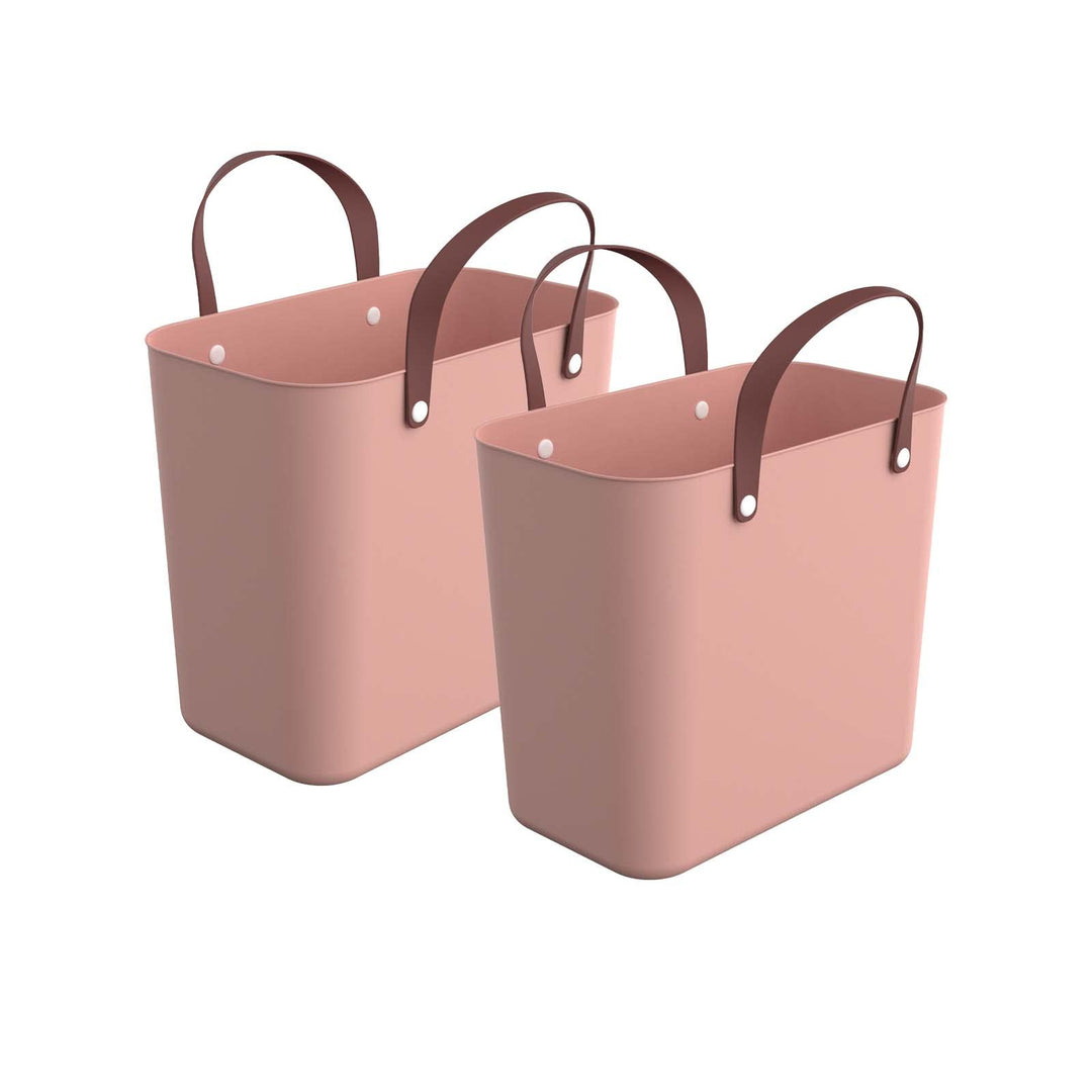 Rotho Albula 2er-Set Einkaufskorb, Kunststoff (PP recycelt), rosa, 2 x 25l, (40 x 23,5 x 34 cm), 2,