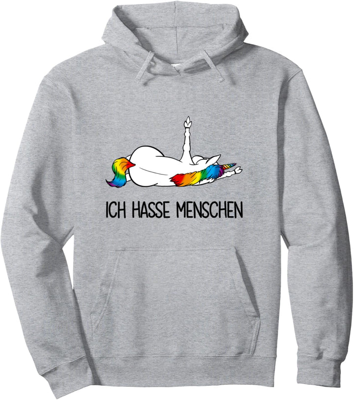 Einhorn Stinkefinger Ich Hasse Menschen Mittelfinger Einhorn Pullover Hoodie