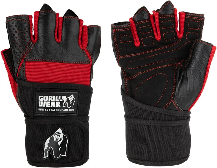 Gorilla Wear - Dallas Wrist Wrap Gloves - Schwarz/Rot - Bodybuilding und Fitness Accessoires für Dam