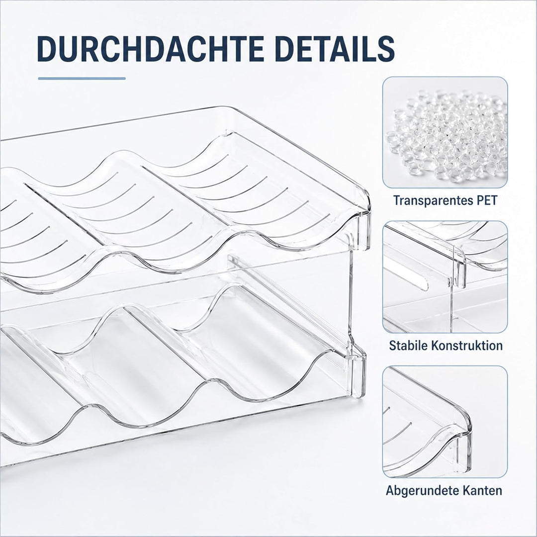 URMONA Stapelbarer Flaschenhalter 2 Ebenen, Flaschenregal für 6 Flaschen | Wein Organizer, Halter fü