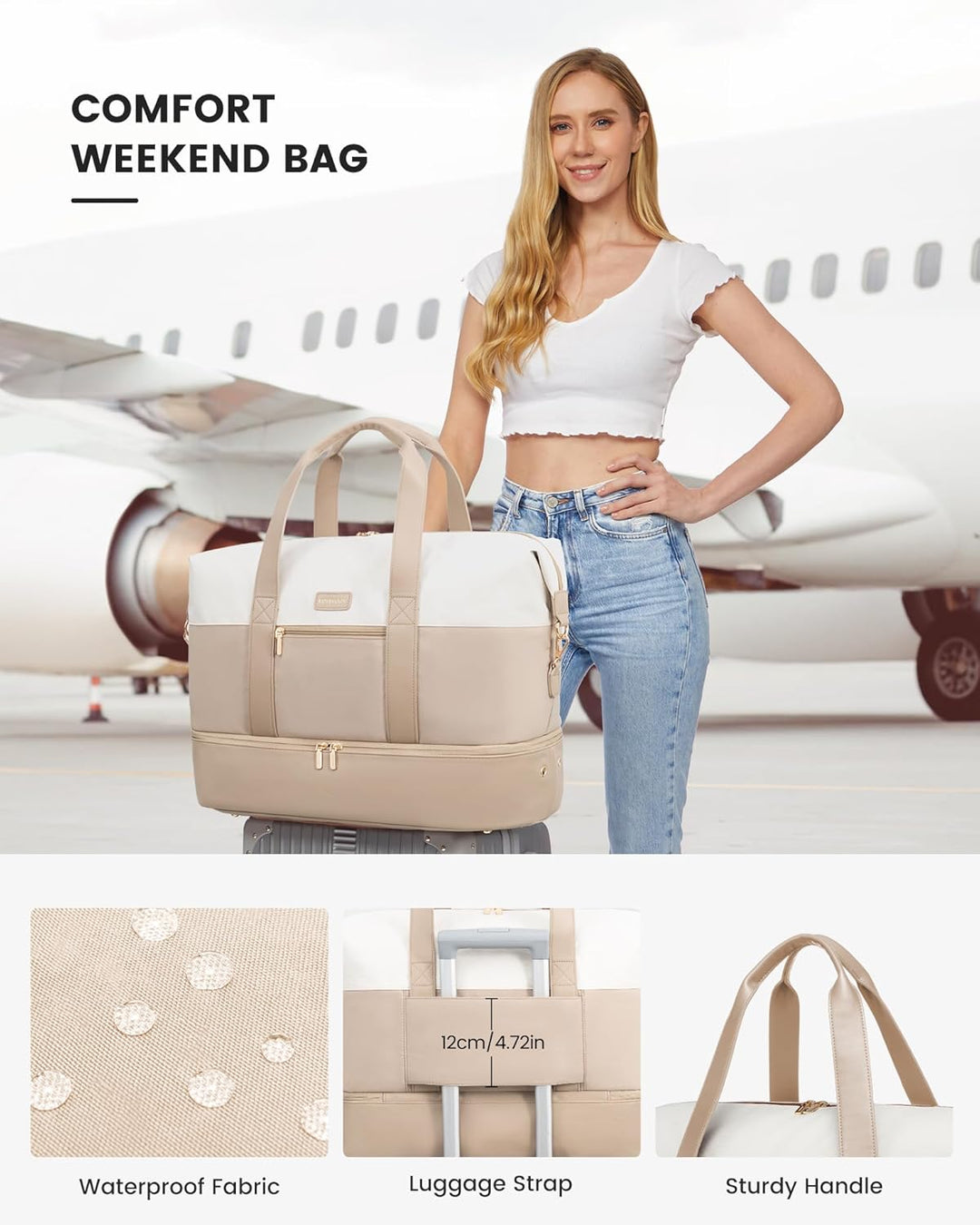 LOVEVOOK Reisetasche Damen Weekender Bag Gross Handgepäck Tasche Sporttasche Kliniktasche Geburt Tra