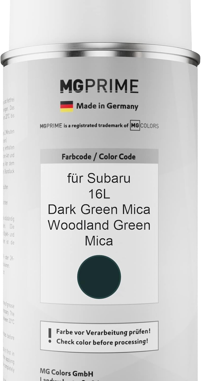 MG PRIME Autolack Sprühdosen Set für Subaru 16L Dark Green Mica/Woodland Green Mica Basislack Klarla