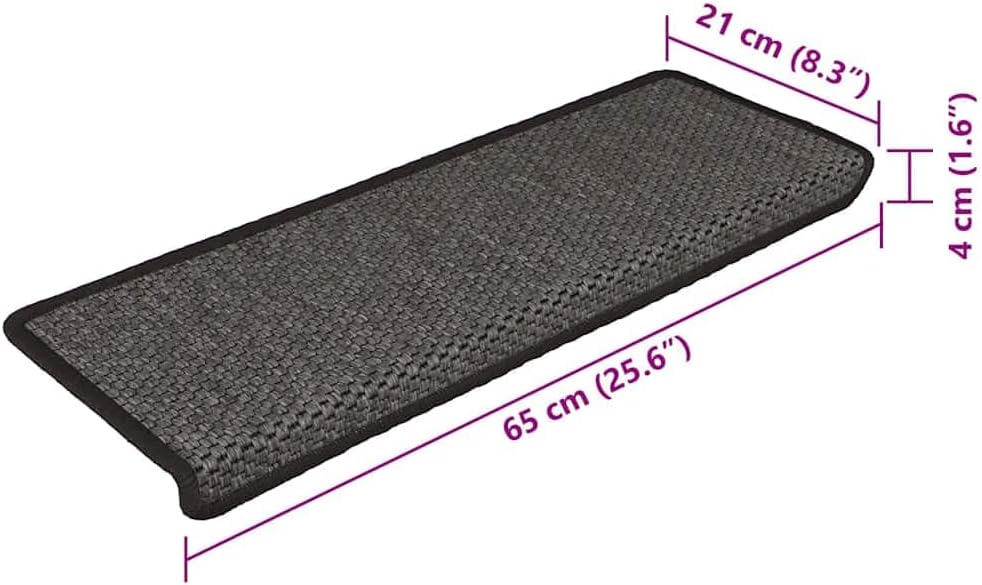 vidaXL Treppenmatten 15 STK., Stufenmatten Selbstklebend, Treppenteppich in Sisal-Optik, Treppenstuf