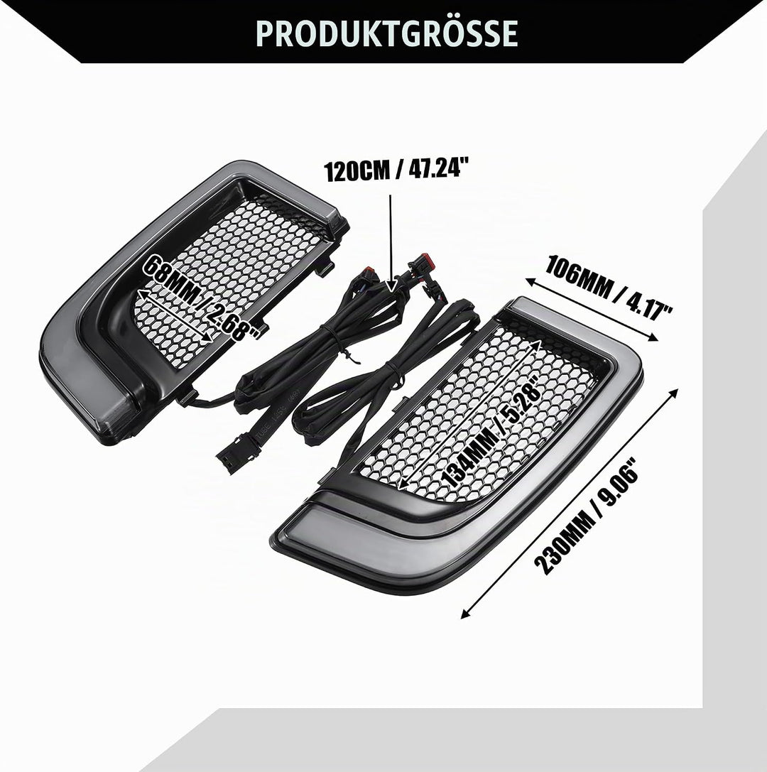 X AUTOHAUX Motorrad LED Verkleidung Untere Gitter Blinker Licht für Harley