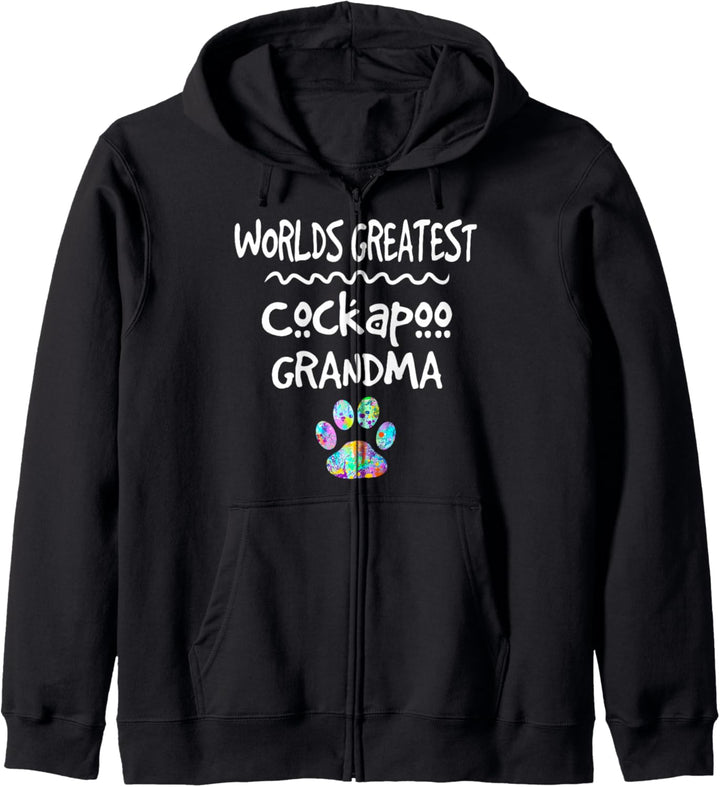 Worlds Greatest Cockapoo Grandma Cute Dog Paw Print Pet Love Kapuzenjacke