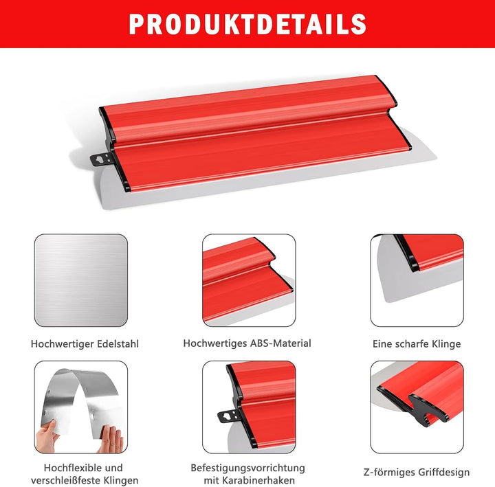 Flächenspachtel-Set aus Edelstahl – 0,5 mm dicke Klingen, 80 cm / 40 cm / 25 cm, ergonomischer Z-Gri
