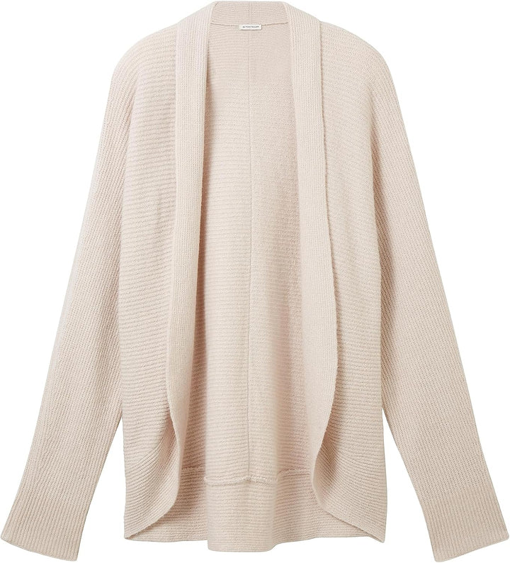 TOM TAILOR Damen Basic Cardigan Strickjacke XL 32398 - Clouds Grey Melange, XL 32398 - Clouds Grey M