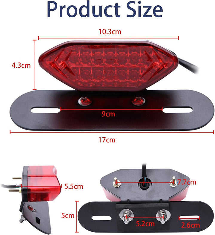 JMTBNO Motorrad 20 LED Rücklicht Bremslicht Blinker Kennzeichenbeleuchtung mit Halterung E-geprüft U
