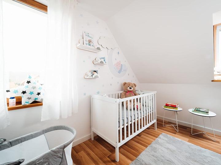 3er Set Wandregal Kinderzimmer Weiss | Babyzimmer Wolkenregal für Bücher, Spielzeug, Dekoration | Re