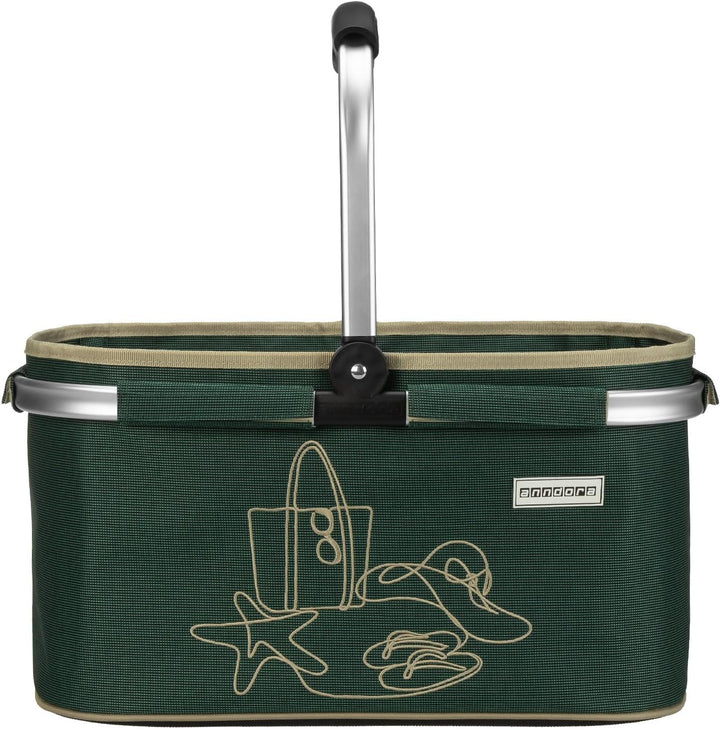 anndora Einkaufskorb GREEN 22 Liter - dunkelgrün bestickt, Grün