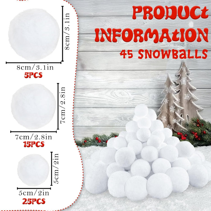 POPOYU 45 Stück Künstliche Schneebälle Weiss für Kinder Erwachsene Schneebälle Weihnachten Schneball
