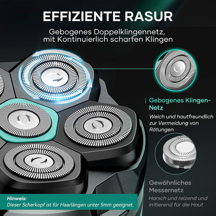 Ersatzrasierkopf für Glatzen Rasierer Herren, kensen 6D Kopfrasierer Schwimmender Rasierkopf Magneti