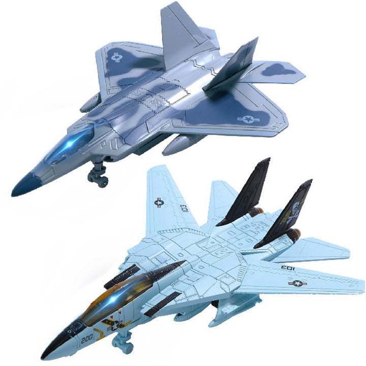HOLYFUN Doppelte Kampfjets F14 &amp; F22 – Metallflugzeuge mit Licht &amp; Sound, Rückzieh Militär Flugzeug