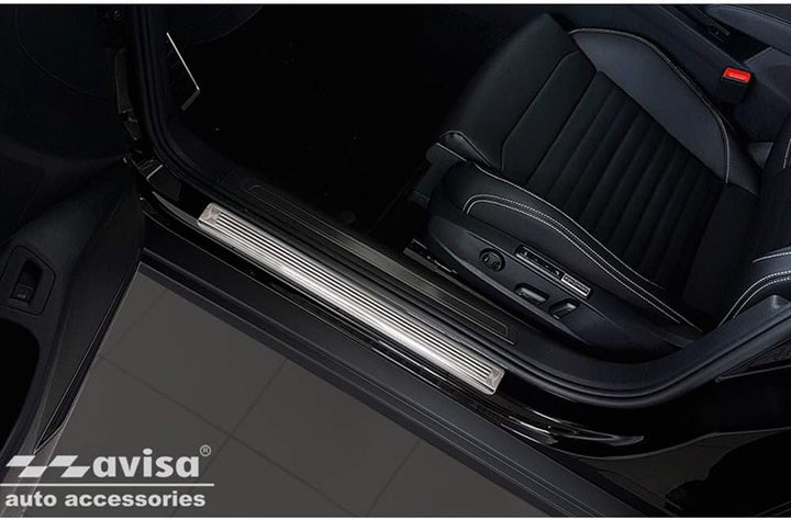 Avisa INOX Door sill Protectors Compatible with Volkswagen Passat 3G Sedan/Variant 2014- - 'Lines' -